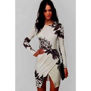 𝅺NWT Maurie & Eve Madison Grey Bloom Sheath Dress L Nasty Gal Stretch